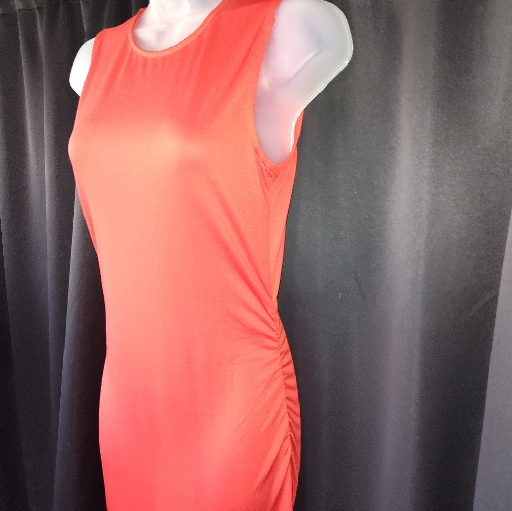 NA-KD Red maxi Dress With Side Ruching And Back Slit. Very Flattering. NWOT.
